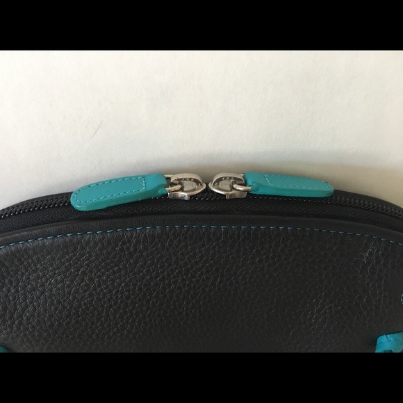 Mywalit Rio BLACK TURQUOISE ZIP TOP Bag CROSSBODY - Picture 4 of 10